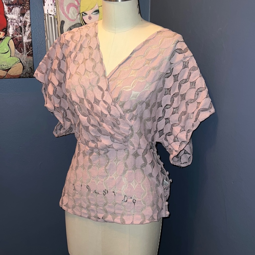 Anthropologie The Addison Story Dusty Rose Bat Wing Wrap Front Shirt Small